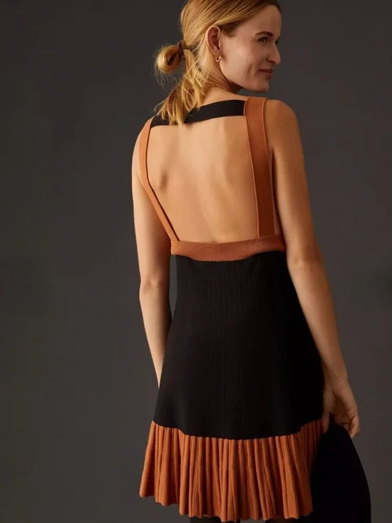 Anthropologie Pleated Knit Suspender Dress - Picture 3 of 8